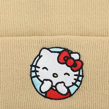 Amazon.com: Hello Kitty Blue Circle Embroidered Khaki Cuff